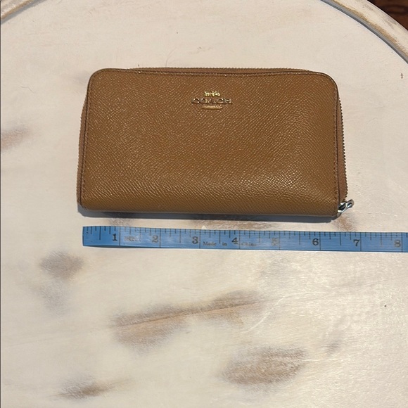 Coach Tan Leather Zip Wallet - Picture 1 of 7